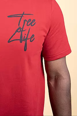 Men's Colour Block T-Shirt - Red