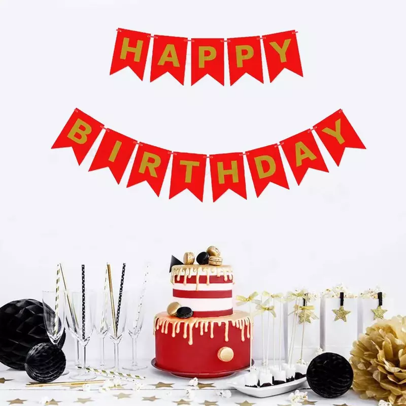 Happy Birthday Banner Red | Pack of 1 Set