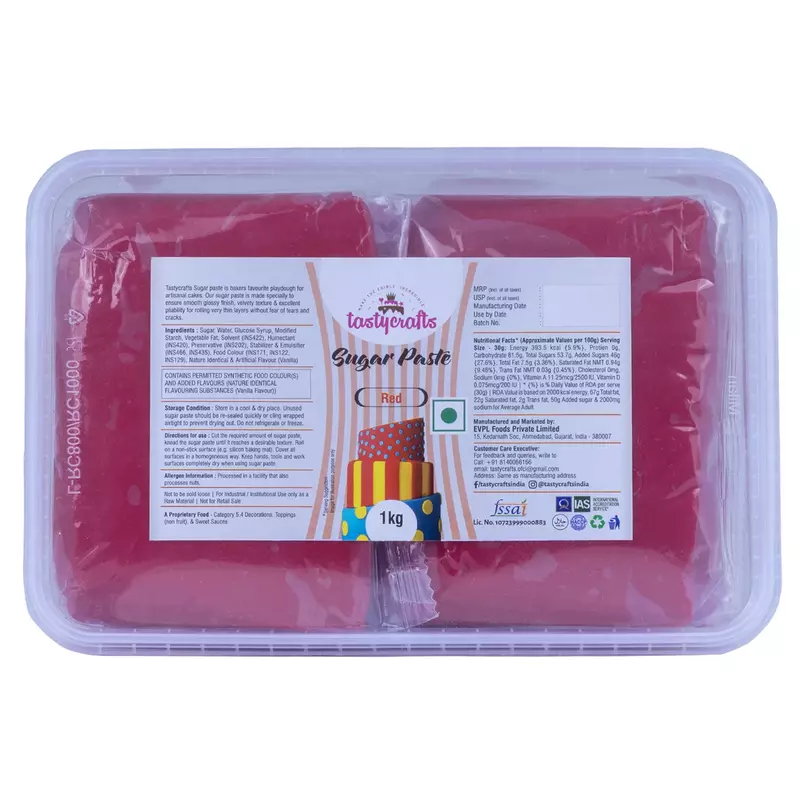 Red Sugar Paste Premium - 250 gm | Tasty Crafts
