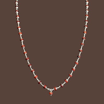 Redsandal Silver Mala | Pure Silver Caps | 7mm 54 beeds Redsandal Silver Mala | Pure Silver Caps | 7mm 54 beeds