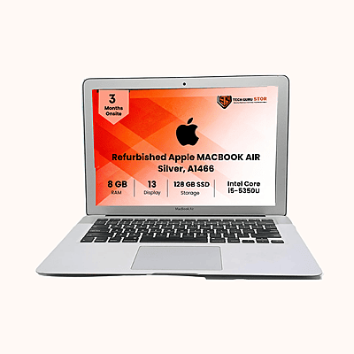 Refurbished Apple MACBOOK AIR 13-inch, 2017, Intel i5-5350U, 8GB RAM, 128GB SSD DDR3, Silver, A1466