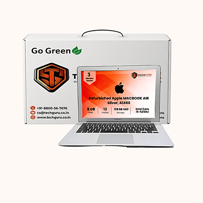 Refurbished Apple MACBOOK AIR 13-inch, 2017, Intel i5-5350U, 8GB RAM, 128GB SSD DDR3, Silver, A1466