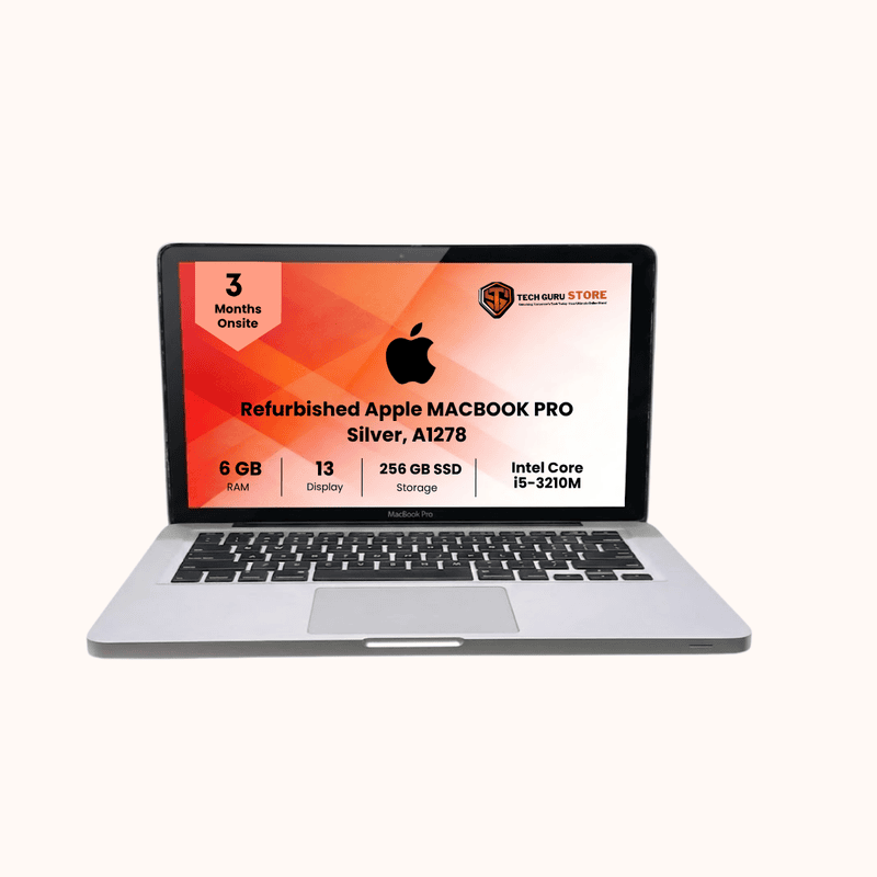 Refurbished Apple MACBOOK PRO 13-inch, Mid 2012, Intel i5-3210M, 6GB RAM, 256GB SSD DDR3, Silver, A1278