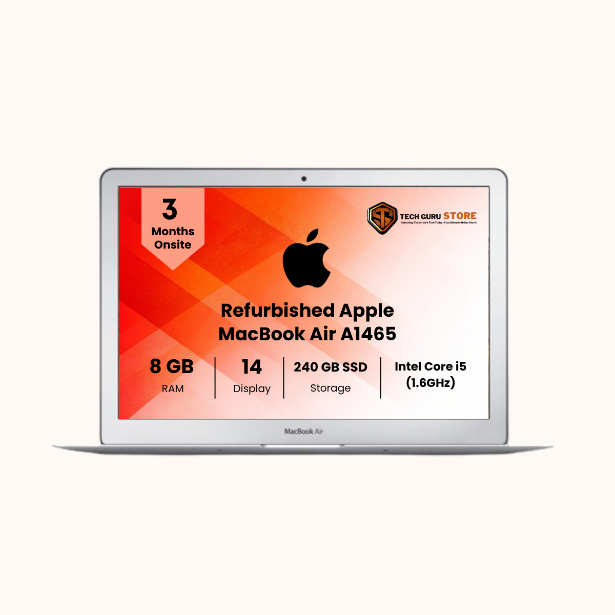 Refurbished Apple MacBook Air A1465 11.6" (128GB HDD, Intel Core i5, 1.6GHz, 4GB RAM) Laptop - Silver - MJVM2LL/A (March, 2015)