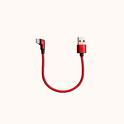 Refurbished Cable/USB Charging Wire  (Compatible with iPhone) Right angle Lightning connecter (RED)
