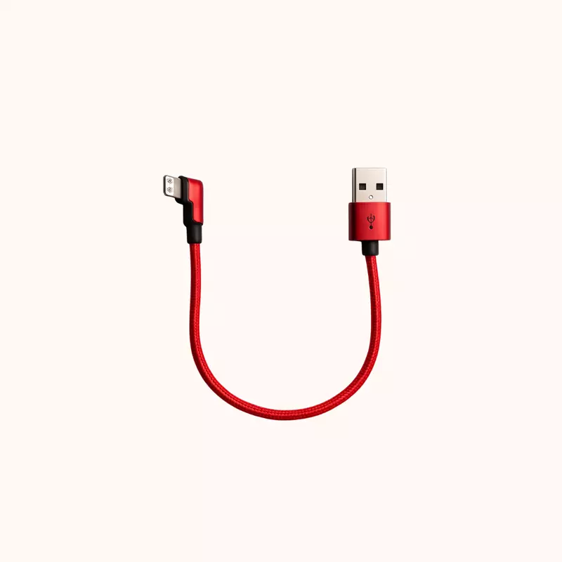 Refurbished Cable/USB Charging Wire  (Compatible with iPhone) Right angle Lightning connecter (RED)