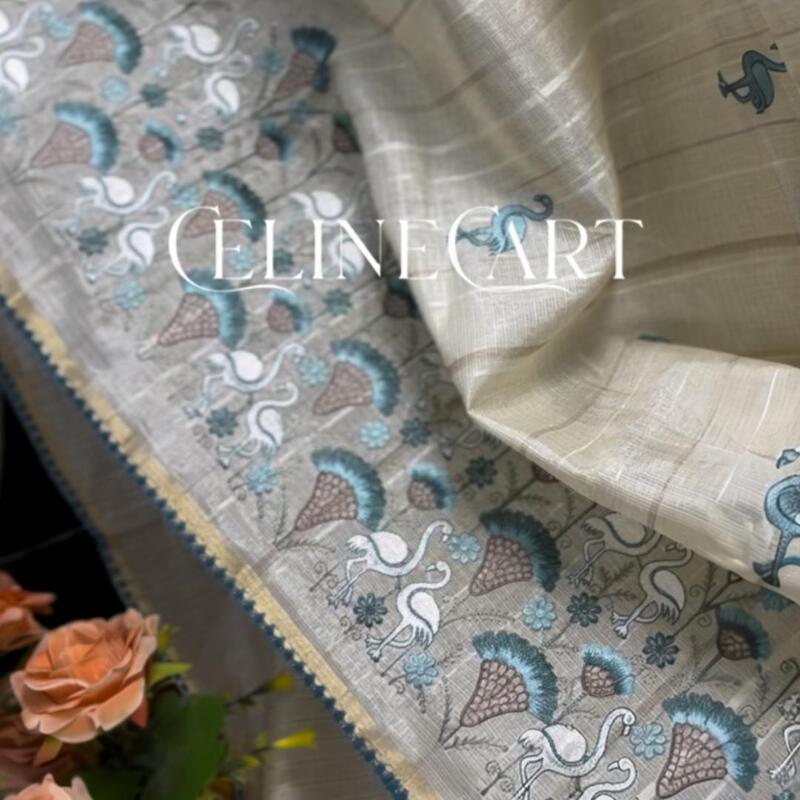 Regal Tussar Silk Embroidered Saree