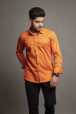 Rich Orange Printed Shirt