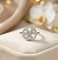 925 Silver white hearts ring