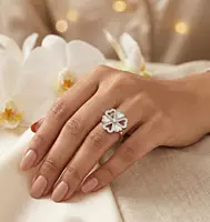925 Silver white hearts ring