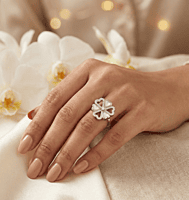 925 Silver white hearts ring