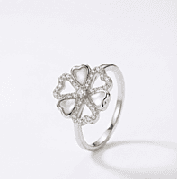 925 Silver white hearts ring