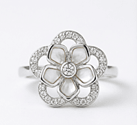 925 Silver pearl flora ring