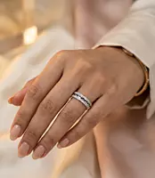 925 silver geometric pulse band ring