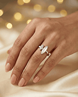 925 silver marquise duo ring