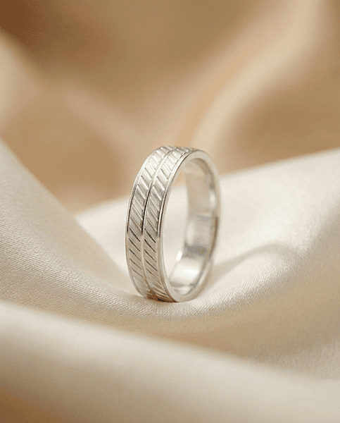 925 Silver Twin Echelon Men's Band - Small