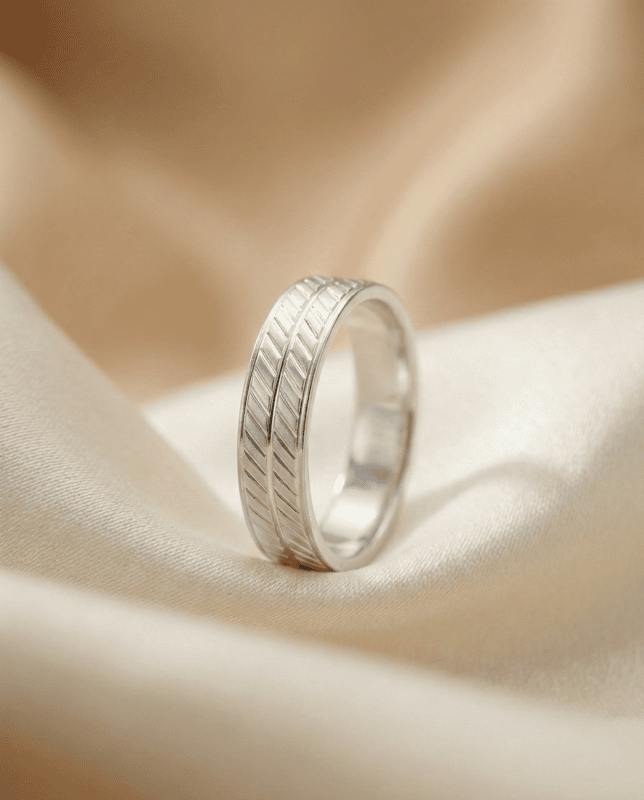 925 Silver Twin Echelon Men's Band - Small