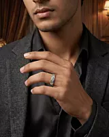 925 Silver Prism Facet Men's Band