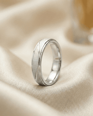 925 Silver Linear Meridian Men's RIng