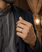 925 Silver Linear Meridian Men's RIng