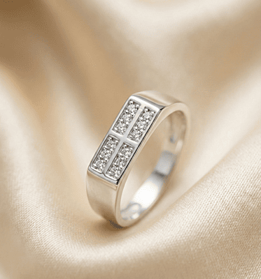 925 Silver Geometric Signet Men's Ring