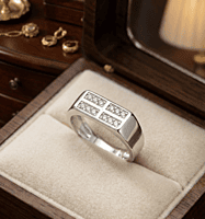 925 Silver Geometric Signet Men's Ring
