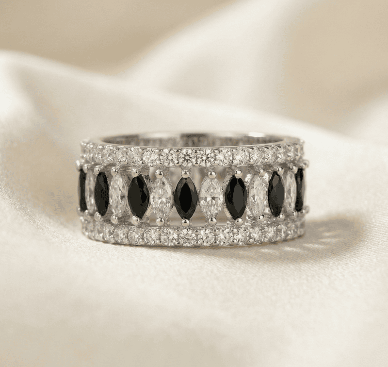925 silver pave band ring
