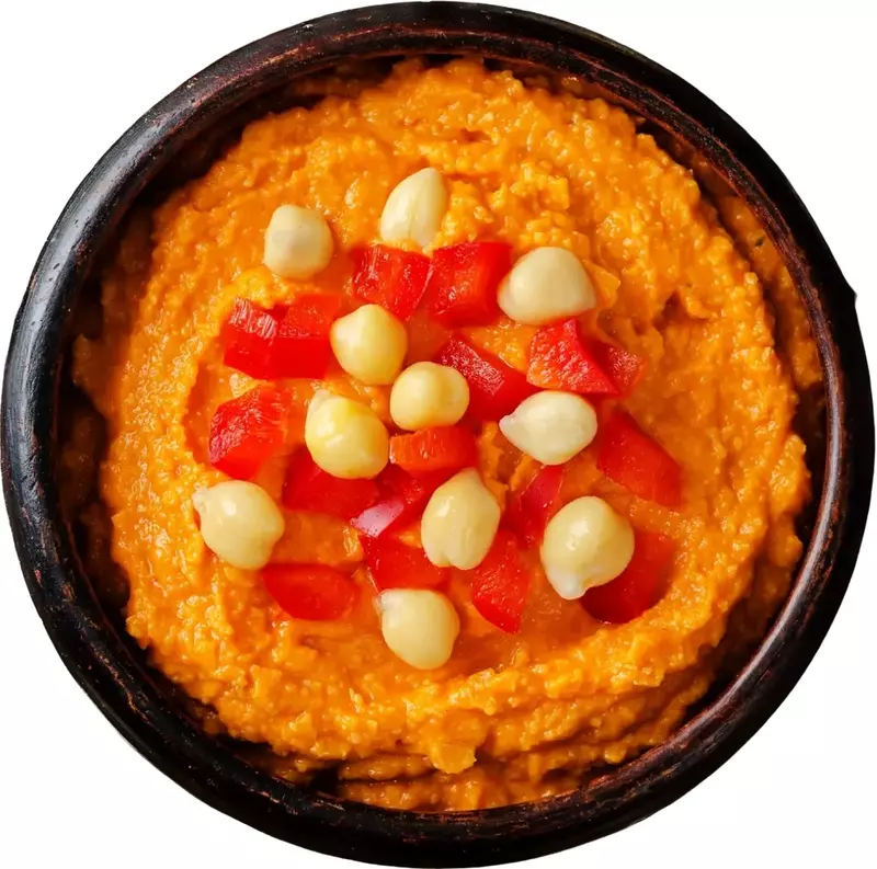 Roast Bell Pepper Hummus - Happy & Gai