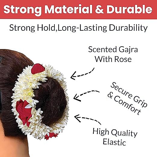 Scented Mogra Gajra Hair Accessories For Women & Girls - Hair Flower Bun Artificial
