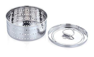 Granny Kitchen Express Stainless Steel Round Paneer Maker with Lid and Strainer Plate