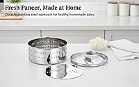 Granny Kitchen Express Stainless Steel Round Paneer Maker with Lid and Strainer Plate