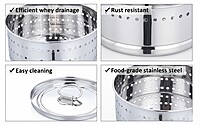 Granny Kitchen Express Stainless Steel Round Paneer Maker with Lid and Strainer Plate