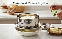 Granny Kitchen Express Stainless Steel Round Paneer Maker with Lid and Strainer Plate