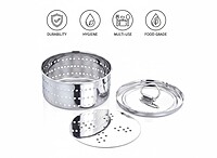 Granny Kitchen Express Stainless Steel Round Paneer Maker with Lid and Strainer Plate