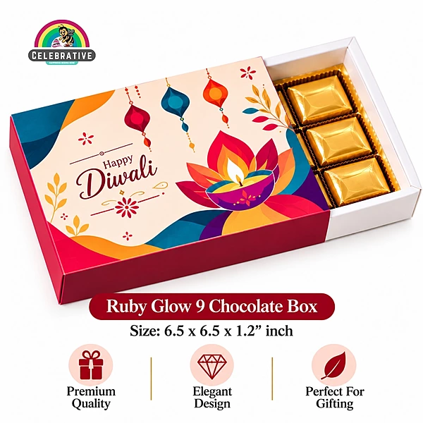 Ruby Glow 9 Chocolate Box with Cavity - 6.5x6.5x1.2 Inch
