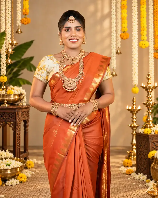 Heritage Imprints - Rust Orange Saree