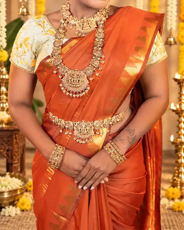 Heritage Imprints - Rust Orange Saree