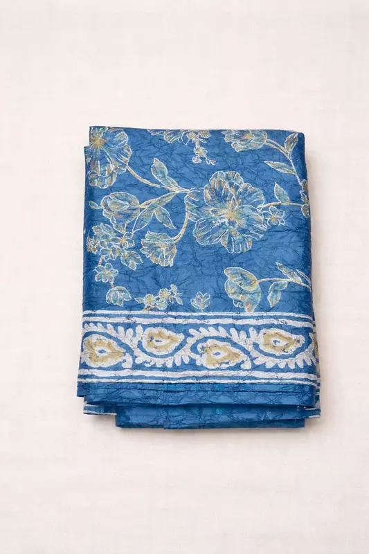 Crushed, Blue floral fancy saree