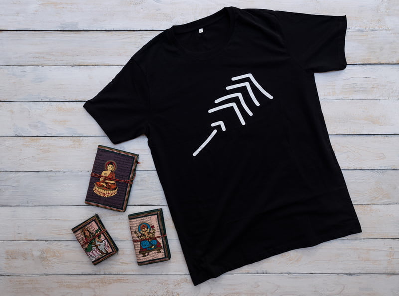 'Next Angle' Half Sleeve Unisex Crew Neck Tee (Black)