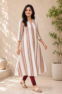 White Multicolor Stripe A-Line AAAA0058 White Multicolor Stripe A-Line AAAA0058