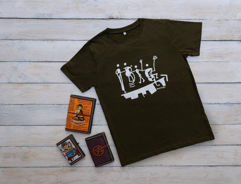 'Celebrating Together' Half Sleeve Unisex Crew Neck Tee (Olive Green)