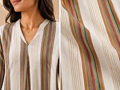 White Multicolor Stripe A-Line AAAA0058 White Multicolor Stripe A-Line AAAA0058