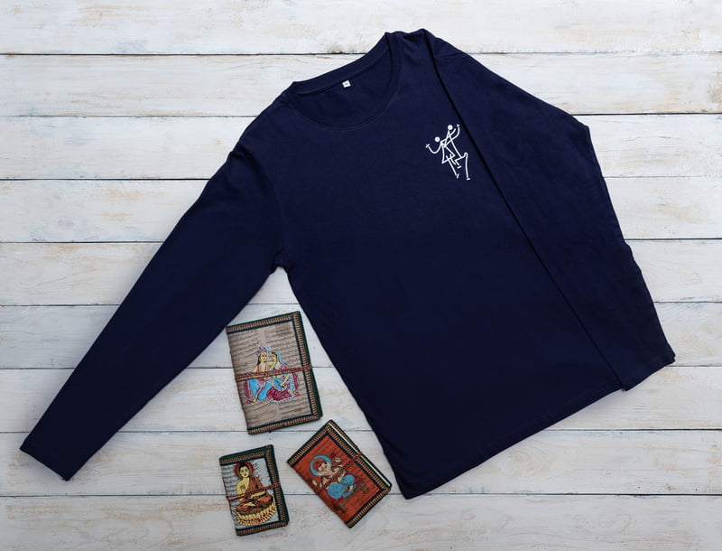 'Dance' pocket-size printed navy blue full sleeve tee 'Dance' pocket-size printed navy blue full sleeve tee