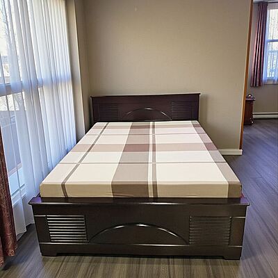 SAF-BT-09 Hard Wood with Ply Cot|78X60|Walnut||Cot/Bed Set