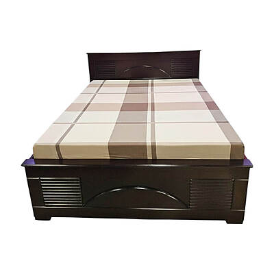 SAF-BT-09 Hard Wood with Ply Cot|78X60|Walnut||Cot/Bed Set