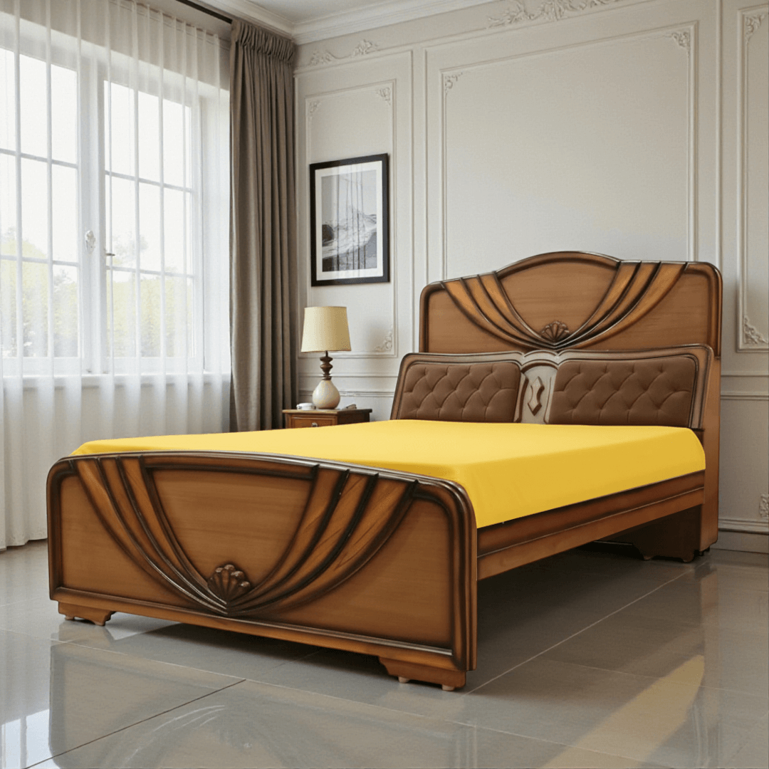 SAF-BD-12 Solid Teak wood HB WP Cot|78X60|Natural||Cot/Bed Set
