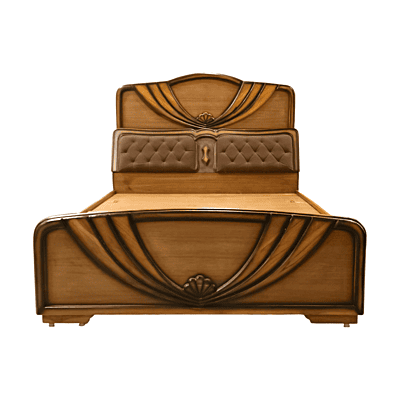 SAF-BD-12 Solid Teak wood HB WP Cot|78X72|Natural||Cot/Bed Set