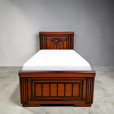 SAF-BT-04 Hard Wood with Ply Cot|78X36|Walnut||Cot/Bed Set