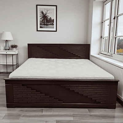 SAF-BT-07 Hard Wood with Ply Cot|78X72|Rosewood||Cot/Bed Set