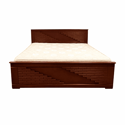 SAF-BT-07 Hard Wood with Ply Cot|78X72|Walnut||Cot/Bed Set
